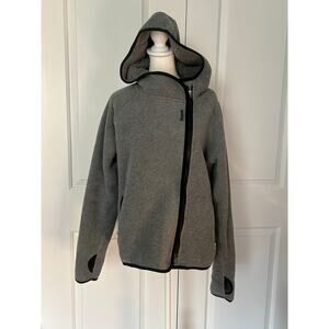 Reebok Gray Asymmetrical Zip Sherpa Lined Hoodie Jacket Women’s Medium